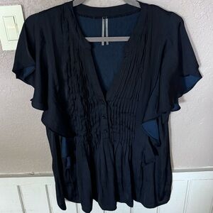 Anthropologie Flowy Satin Top